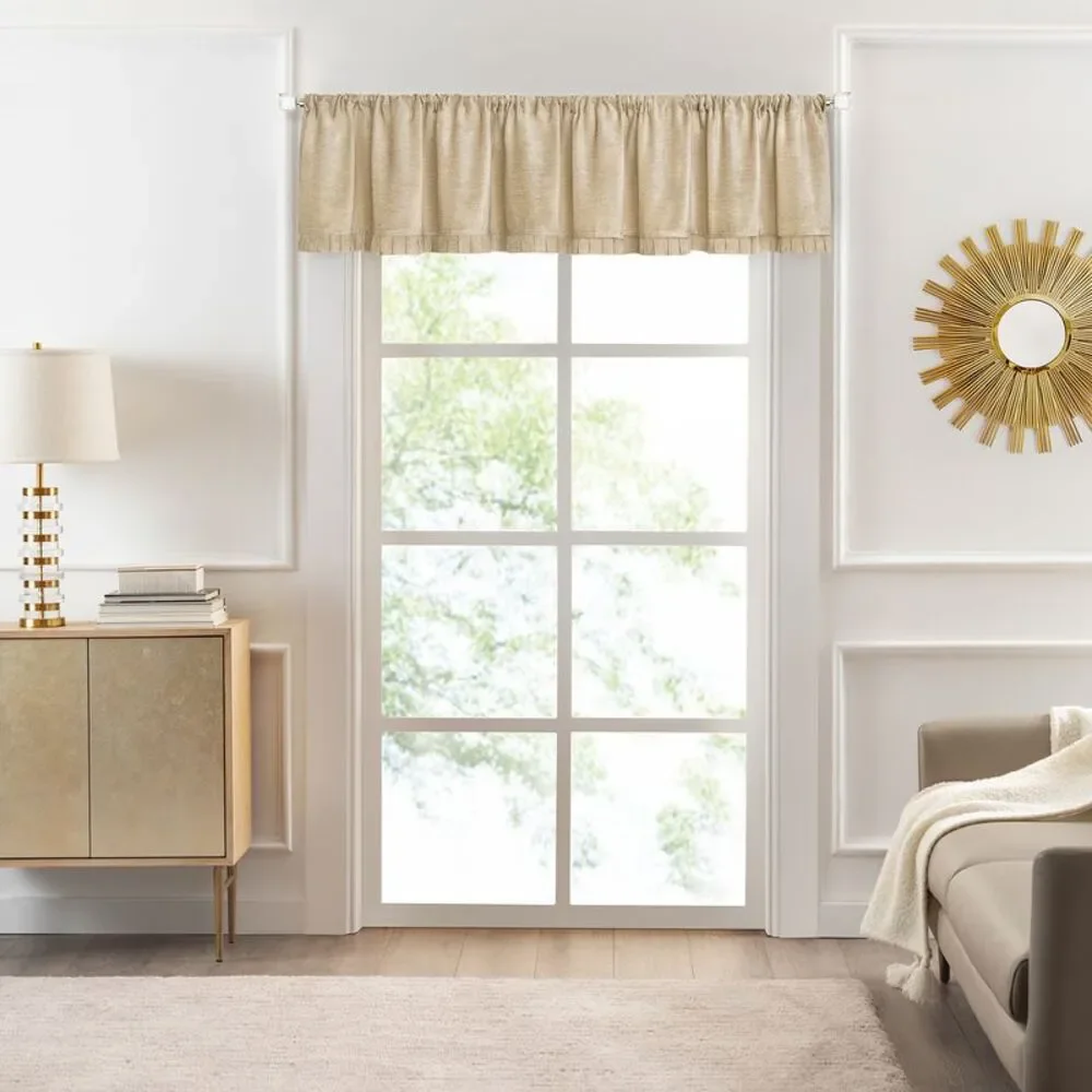 Achim Home Furnishing Bordeaux Tan Solid Pleated Window Curtain Panels : 52